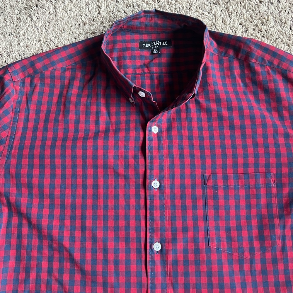 J. Crew Mercantile Flex Button Down Shirt XL Gingham Plaid
